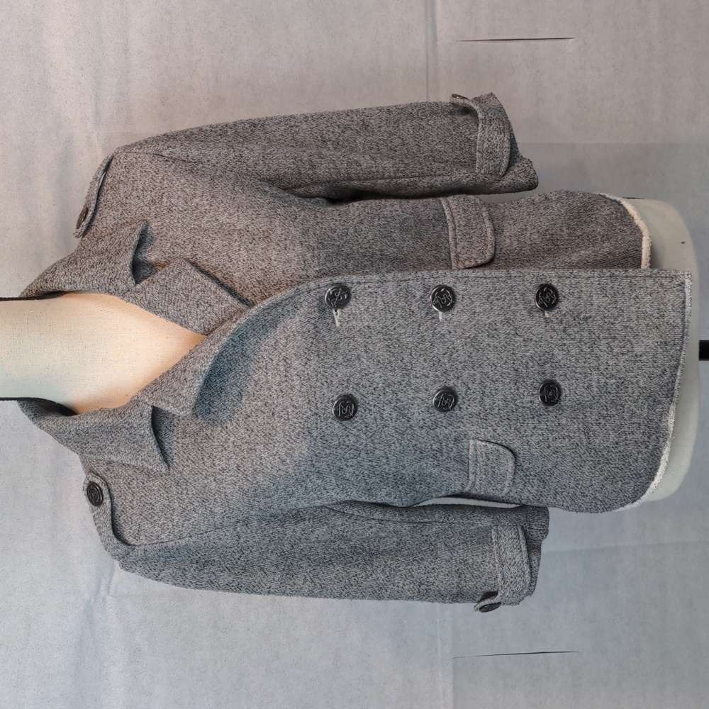 CAbi Shrunken Peacoat Gray Heathered, 3/4 Sleeve Cotton Blend, sz M